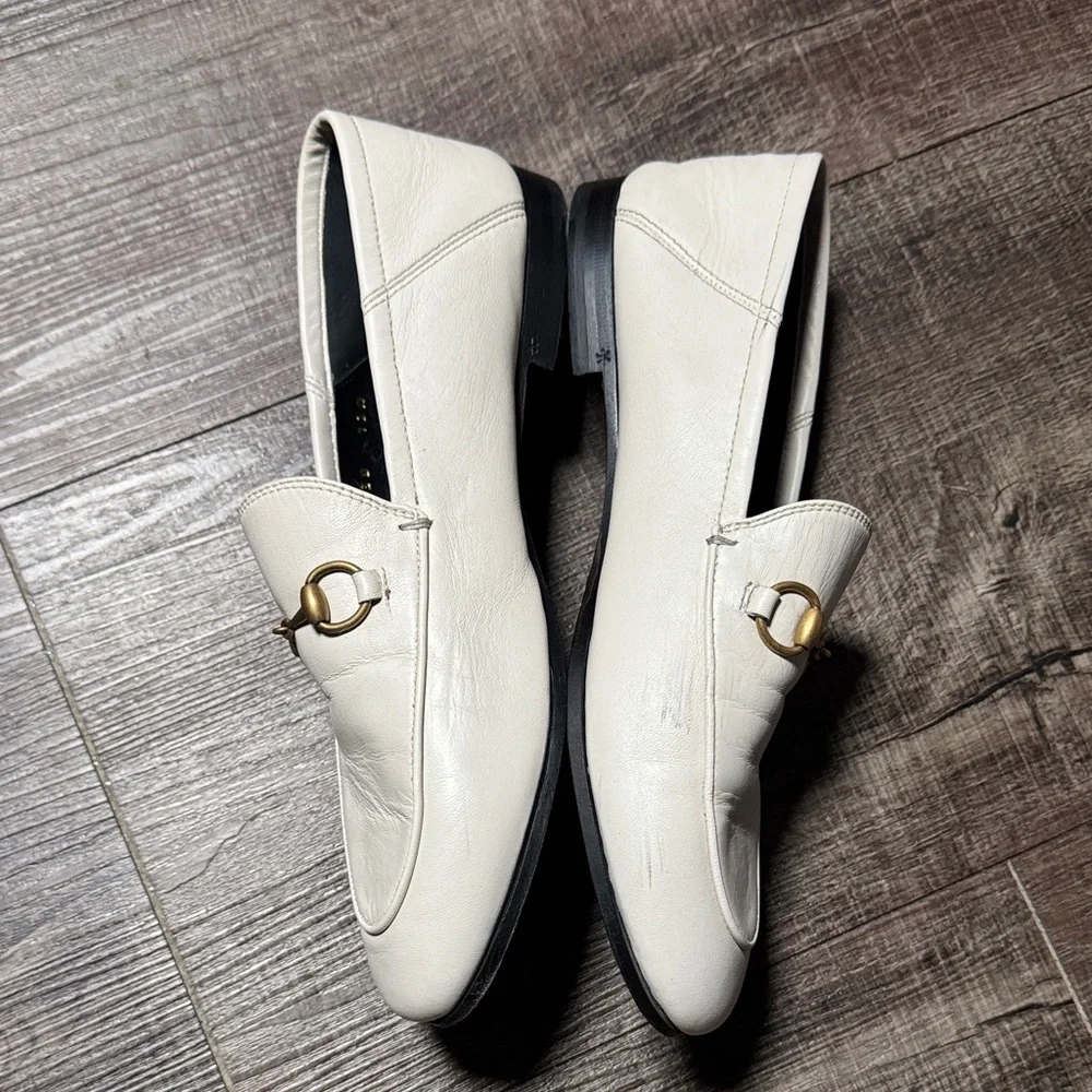 Gucci Brixton Horsebit White Leather Loafers with Gold Hardware - Picture 2 of 14